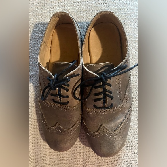 Bed Stu Women’s Taupe Gray Brown Leather Oxfords Shoes size 8.5 preppy classic - Picture 1 of 8